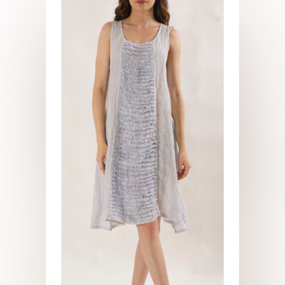 Light Blue linen Sleeveless Dress